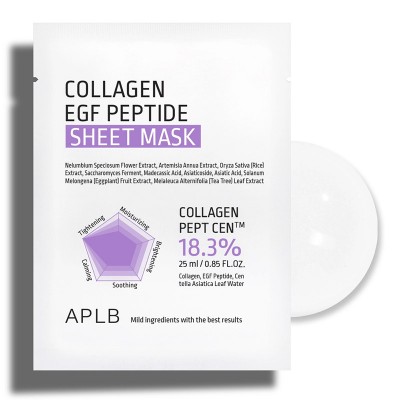 Тканевая маска с коллагеном и пептидами для упругости кожи APLB Collagen EGF Peptide Sheet Mask, 25 мл
