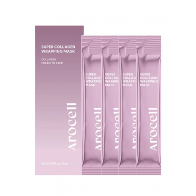 Коллагеновая маска-плёнка для сияния и гладкости кожи Arocell Super Collagen Wrapping Mask, 4 шт х 5 гр