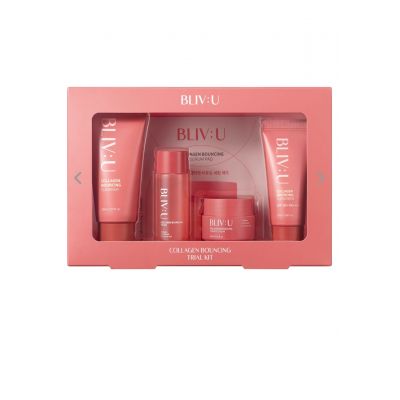 Набор миниатюр: пенка + тонер + крем + санскрин + пэды BLIV:U Collagen Bouncing Trial Kit 30+20+10+20 мл + 2 шт