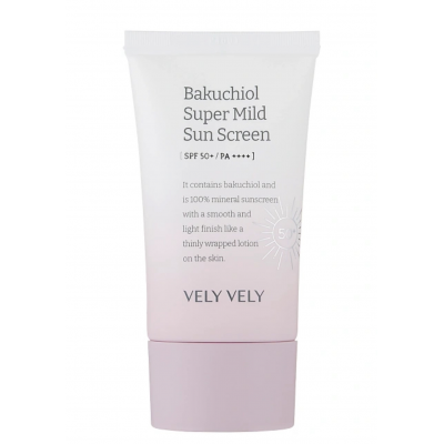 Мягкий солнцезащитный крем с бакучиолом  Bakuchiol Super Mild Sunscreen Vely Vely,50 мл