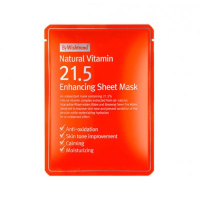 Витаминная антиоксидантная тканевая маска By Wishtrend Natural Vitamin 21,5% Enchancing Sheet Mask